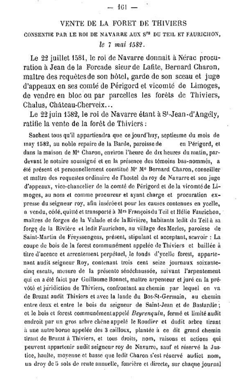 Acte de vente — Henri de Navarre à Hélie Faurichon, 1582